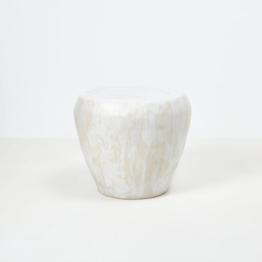 Medium Ceramic Table in Brushed White End Tables