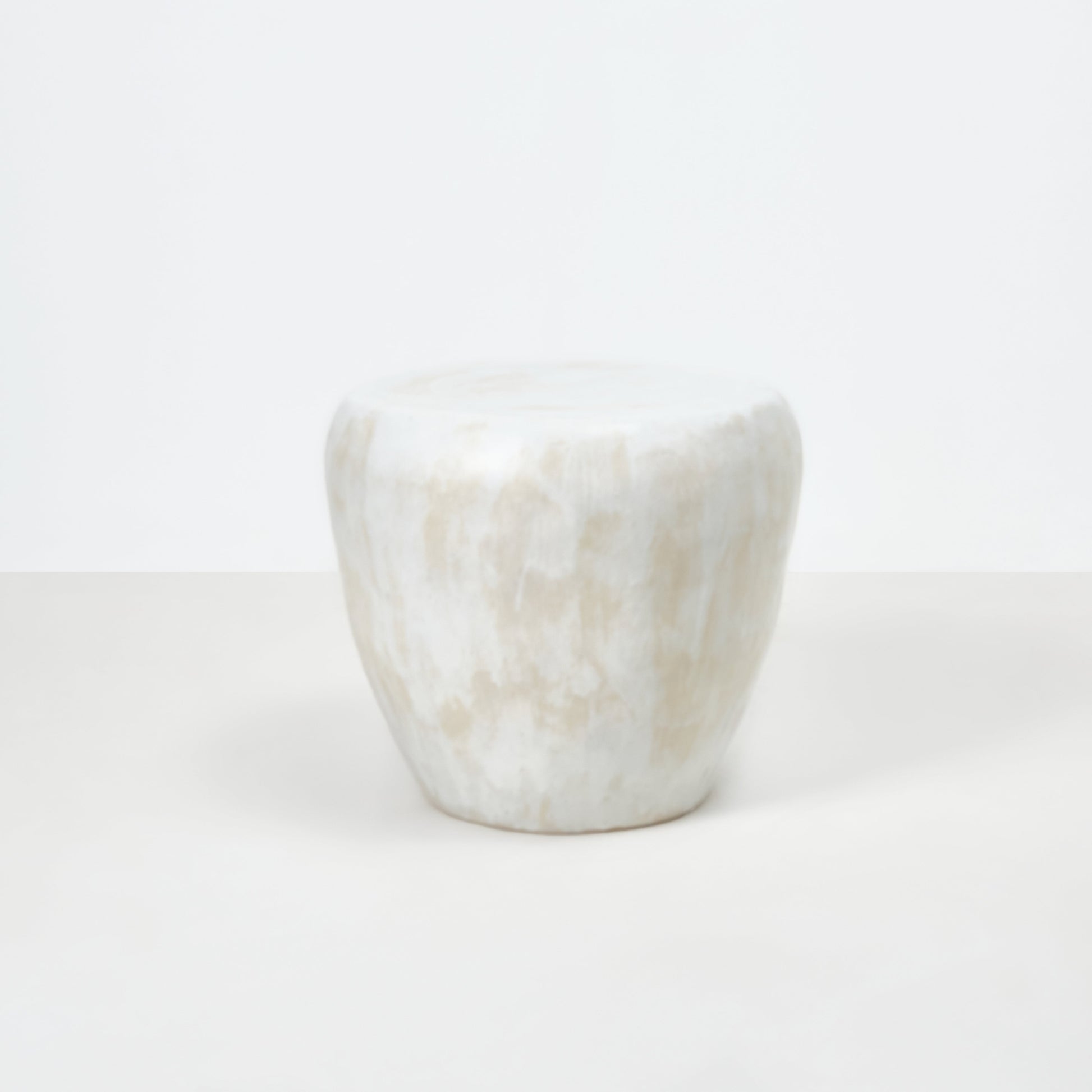 Medium Ceramic Table in Brushed White End Tables