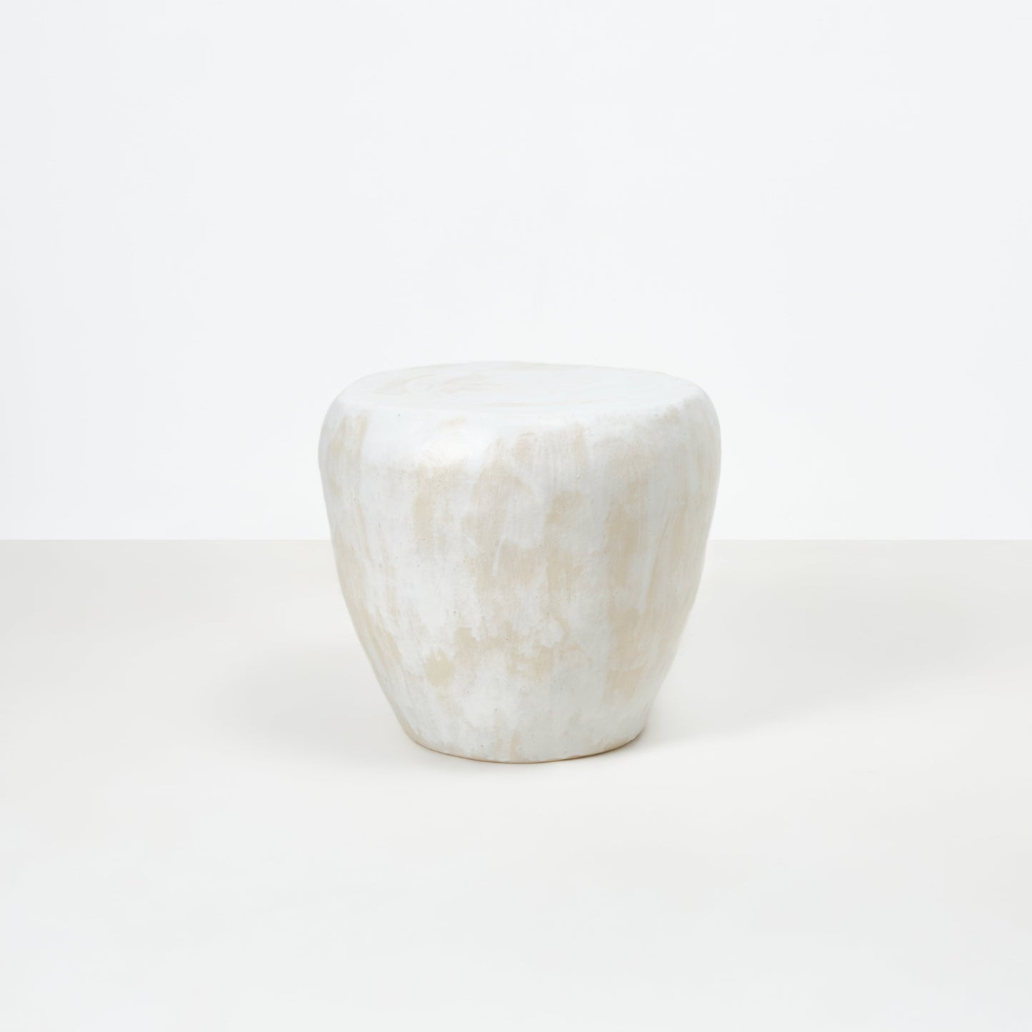 Medium Ceramic Table in Brushed White End Tables