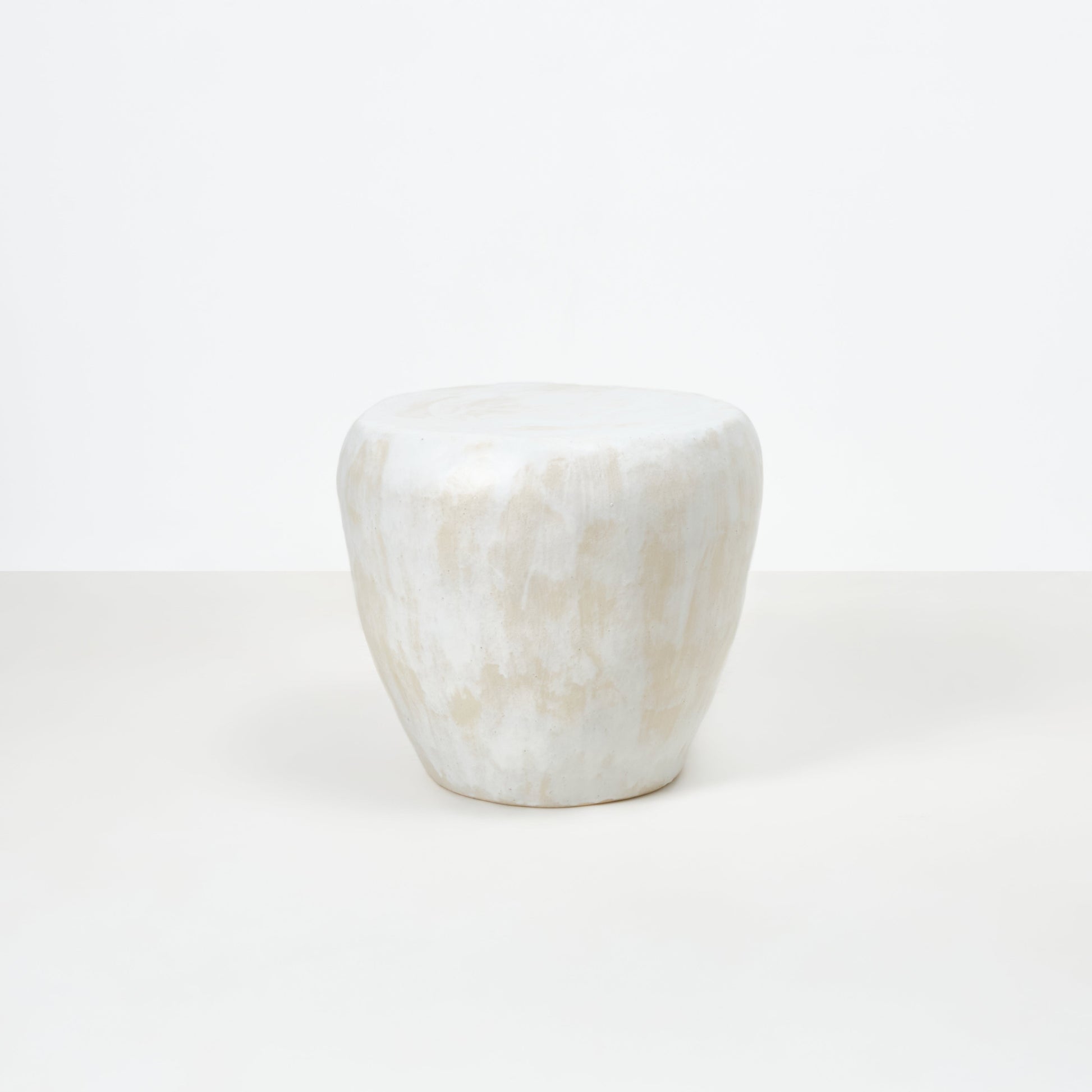 Medium Ceramic Table in Brushed White End Tables