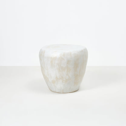 Medium Ceramic Table in Brushed White End Tables