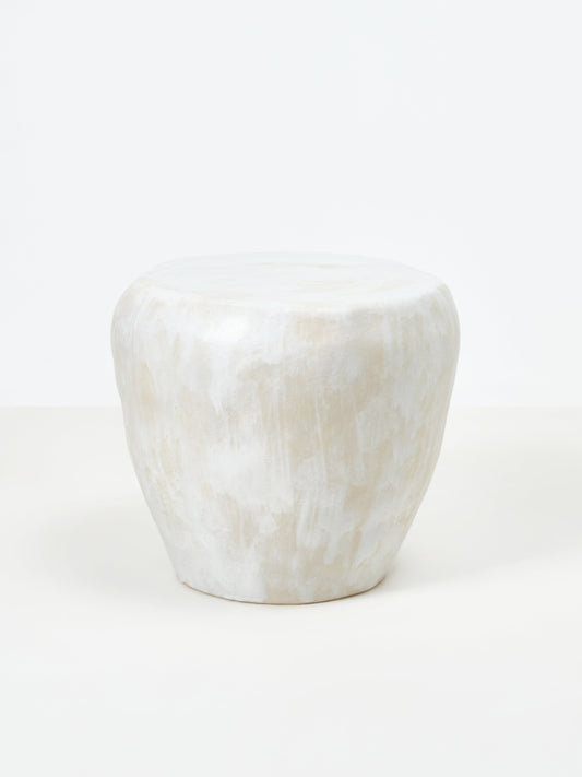 Medium Ceramic Table in Brushed White End Tables