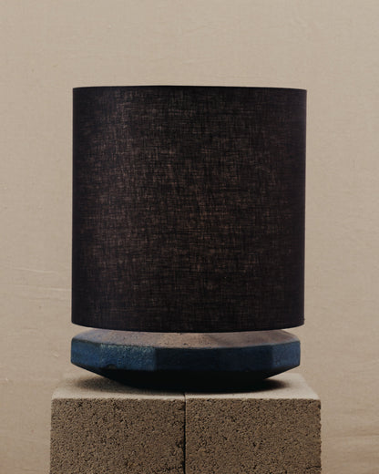 Radian Lamp in Lapis Glaze with Navy Linen Table Lamps
