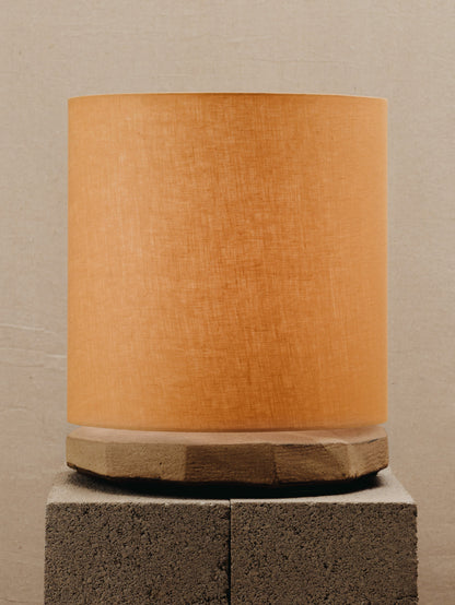 Radian Lamp in Frost Glaze with Off White Linen Table Lamps