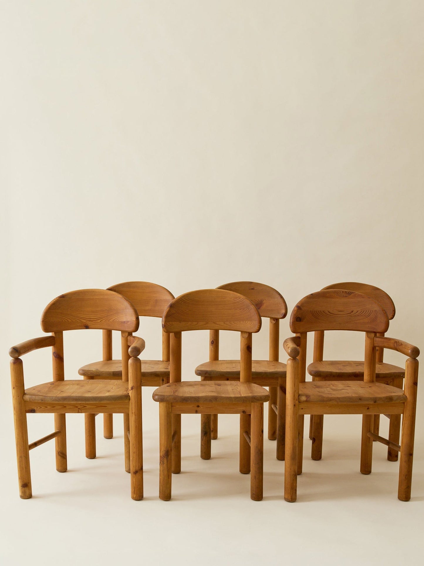 Rainer Daumiller Danish Solid Pine Dining Chairs, Set of 6, 1960s Dining Chairs