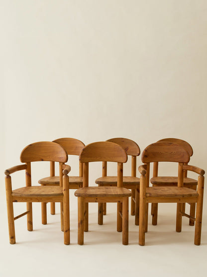 Rainer Daumiller Danish Solid Pine Dining Chairs, Set of 6, 1960s Dining Chairs