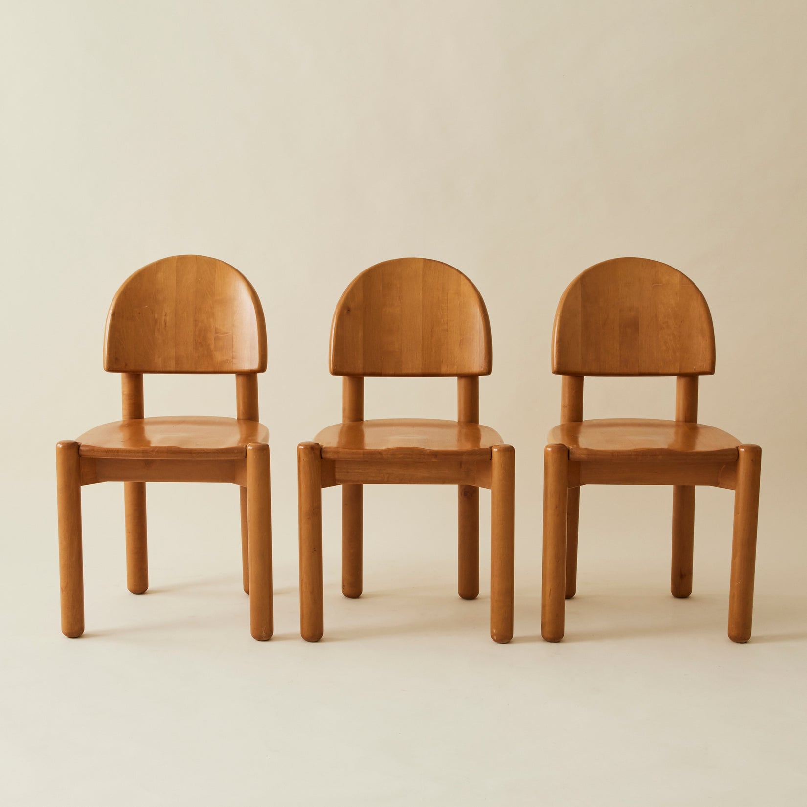 Rainer Daumiller Solid Pine Dining Chairs, Set of 6, 1970's Dining Chairs