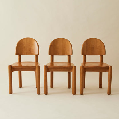 Rainer Daumiller Solid Pine Dining Chairs, Set of 6, 1970's Dining Chairs