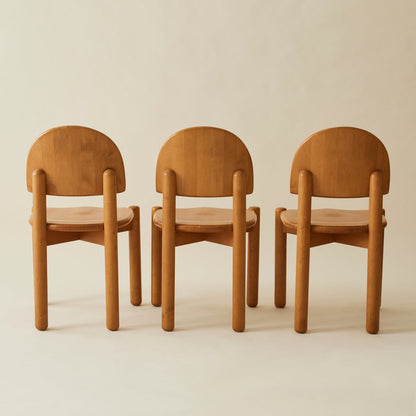 Rainer Daumiller Solid Pine Dining Chairs, Set of 6, 1970's Dining Chairs