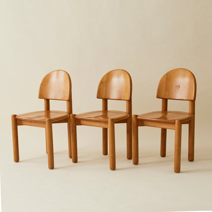 Rainer Daumiller Solid Pine Dining Chairs, Set of 6, 1970's Dining Chairs