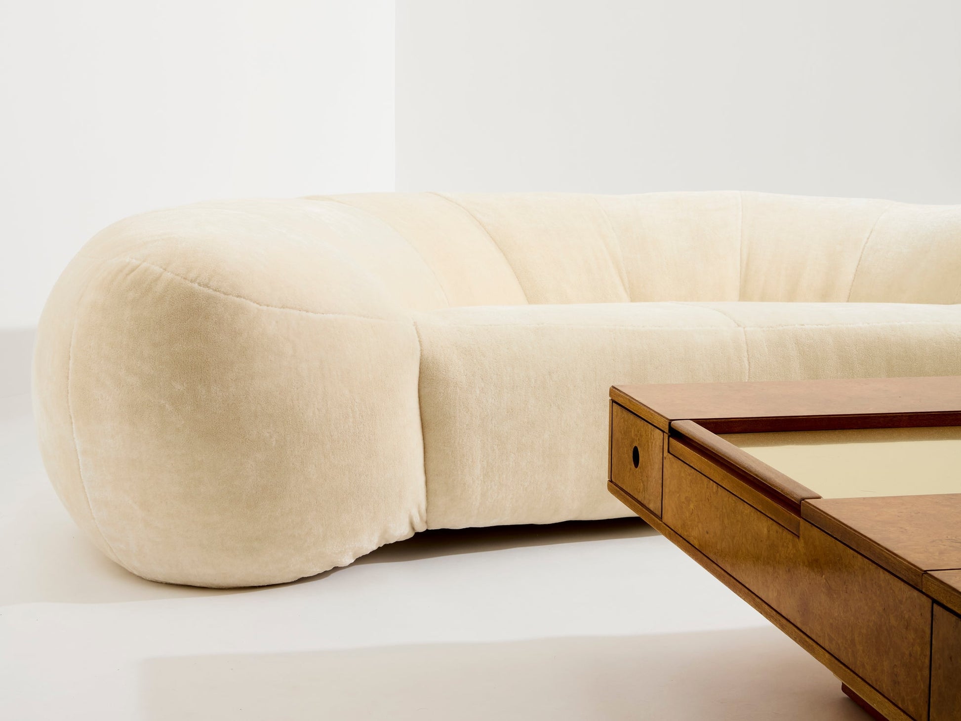 Raphael Raffel Croissant Sofa in Mohair Velvet, 1970s Sofas
