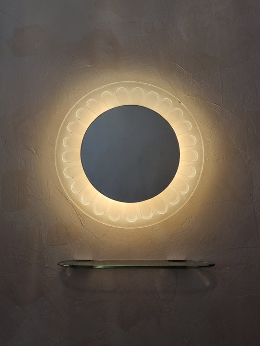 Rare Backlit Mirror and Shelf Designed by Max Ingrand for Fontana Arte, 60s Mirrors