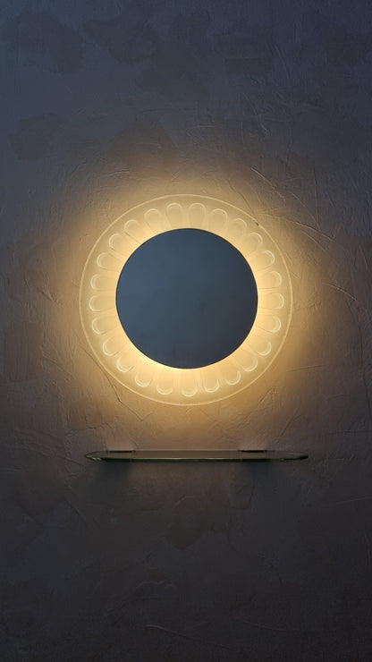Rare Backlit Mirror and Shelf Designed by Max Ingrand for Fontana Arte, 60s Mirrors