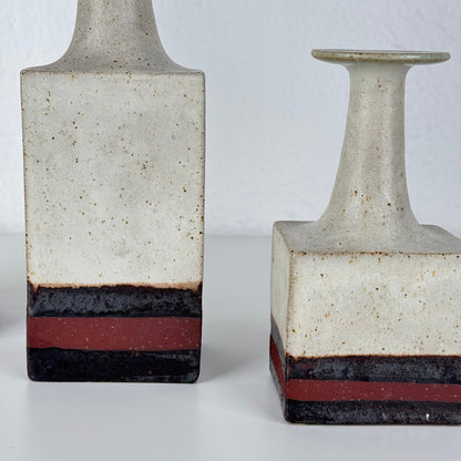 Rare Bruno Gambone Ceramic Monofiore Vase Trio, Italy Mid-20th Century Vases