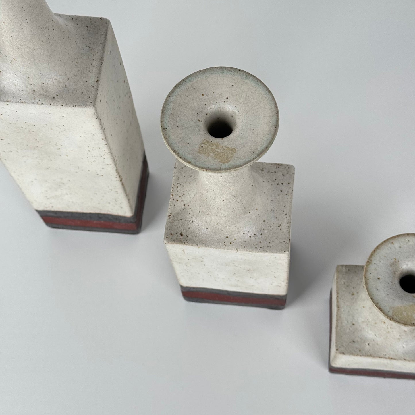 Rare Bruno Gambone Ceramic Monofiore Vase Trio, Italy Mid-20th Century Vases