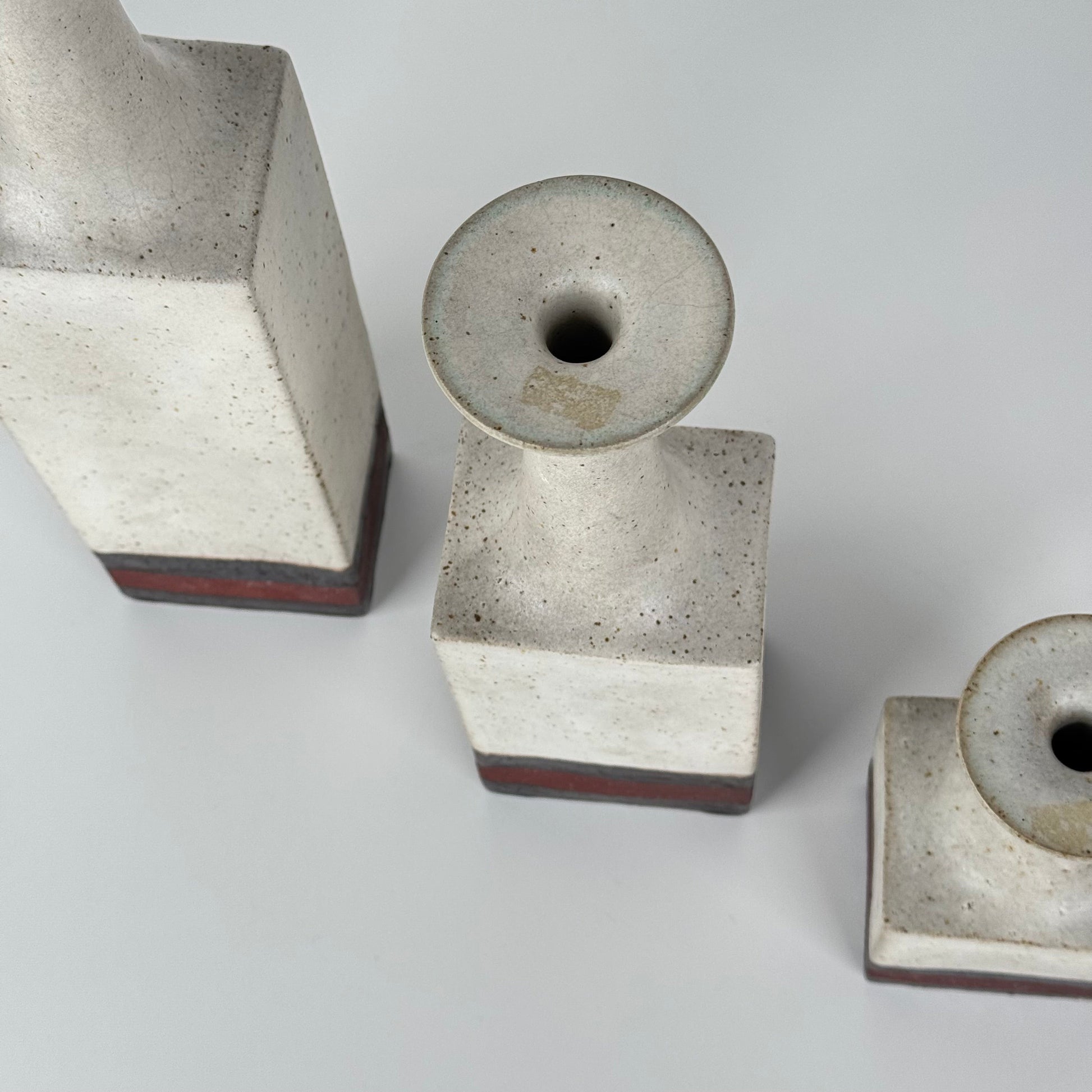 Rare Bruno Gambone Ceramic Monofiore Vase Trio, Italy Mid-20th Century Vases