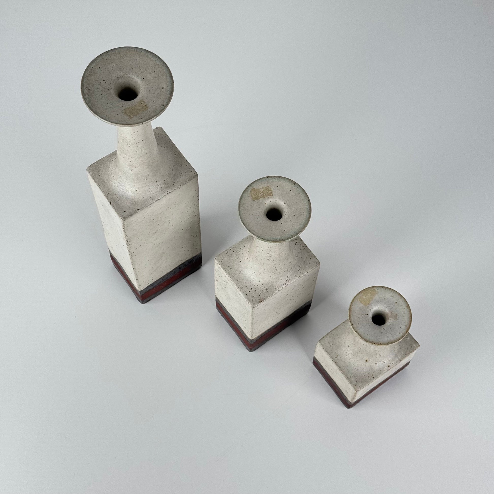 Rare Bruno Gambone Ceramic Monofiore Vase Trio, Italy Mid-20th Century Vases