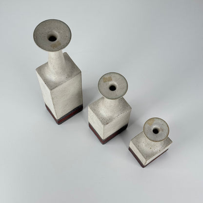 Rare Bruno Gambone Ceramic Monofiore Vase Trio, Italy Mid-20th Century Vases