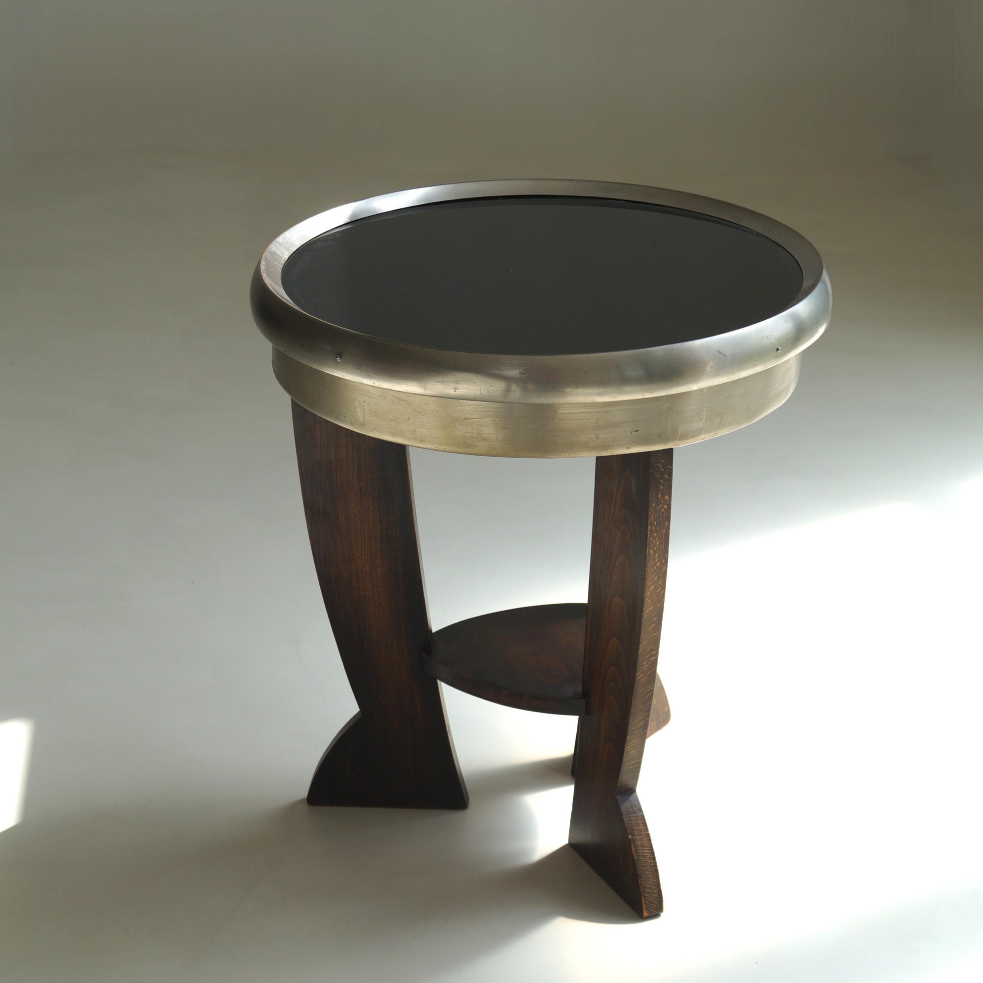 Rare Dutch Bauhaus/Art Deco Tripod Table with Black Top, 1920s End Tables