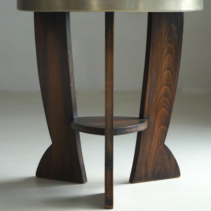 Rare Dutch Bauhaus/Art Deco Tripod Table with Black Top, 1920s End Tables