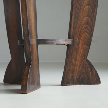 Rare Dutch Bauhaus/Art Deco Tripod Table with Black Top, 1920s End Tables