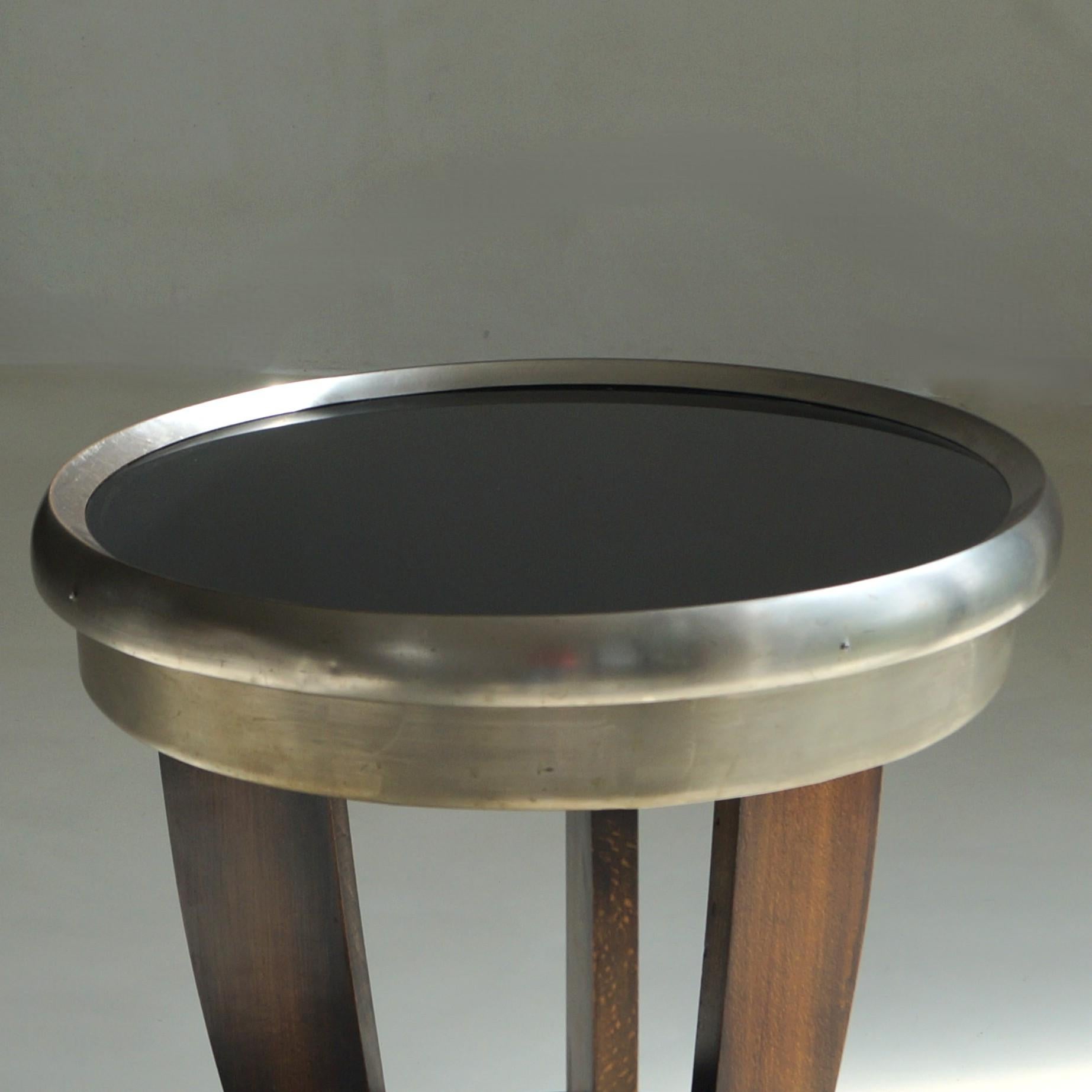 Rare Dutch Bauhaus/Art Deco Tripod Table with Black Top, 1920s End Tables