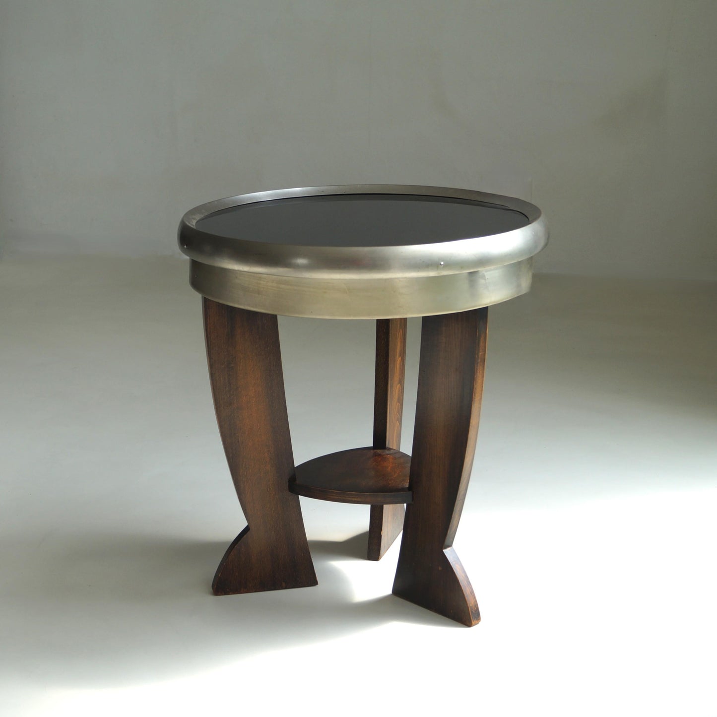 Rare Dutch Bauhaus/Art Deco Tripod Table with Black Top, 1920s End Tables
