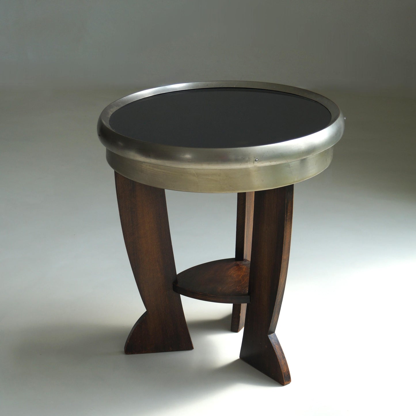 Rare Dutch Bauhaus/Art Deco Tripod Table with Black Top, 1920s End Tables