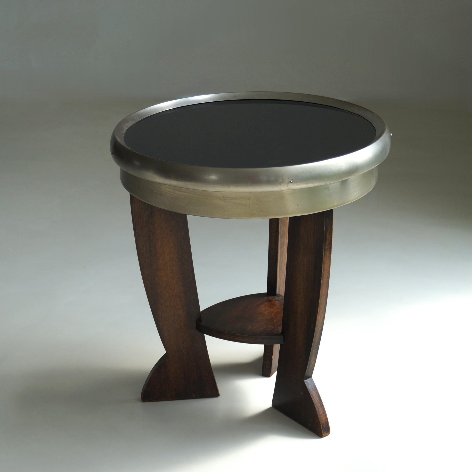 Rare Dutch Bauhaus/Art Deco Tripod Table with Black Top, 1920s End Tables