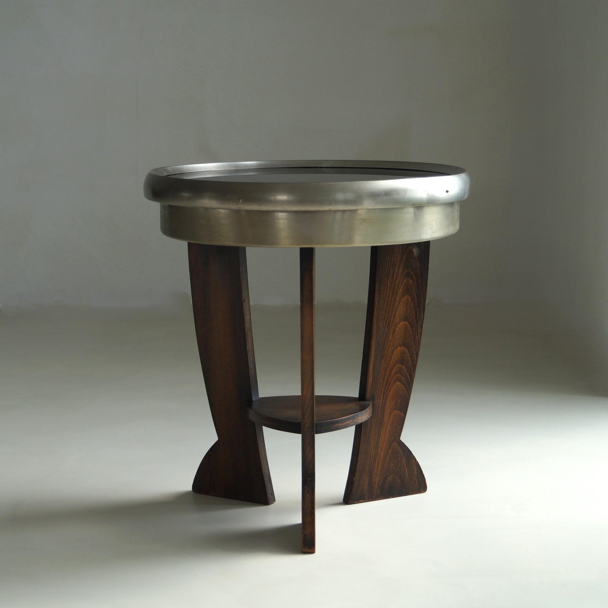 Rare Dutch Bauhaus/Art Deco Tripod Table with Black Top, 1920s End Tables