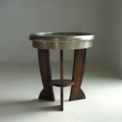 Rare Dutch Bauhaus/Art Deco Tripod Table with Black Top, 1920s End Tables