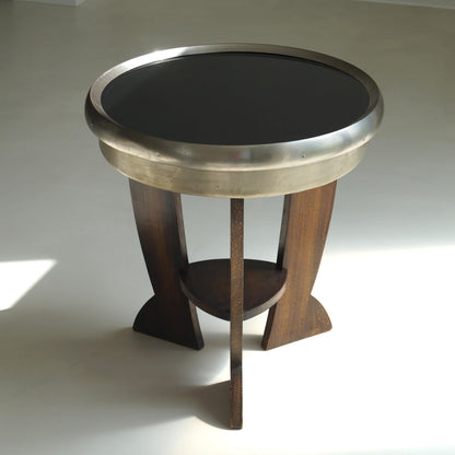 Rare Dutch Bauhaus/Art Deco Tripod Table with Black Top, 1920s End Tables