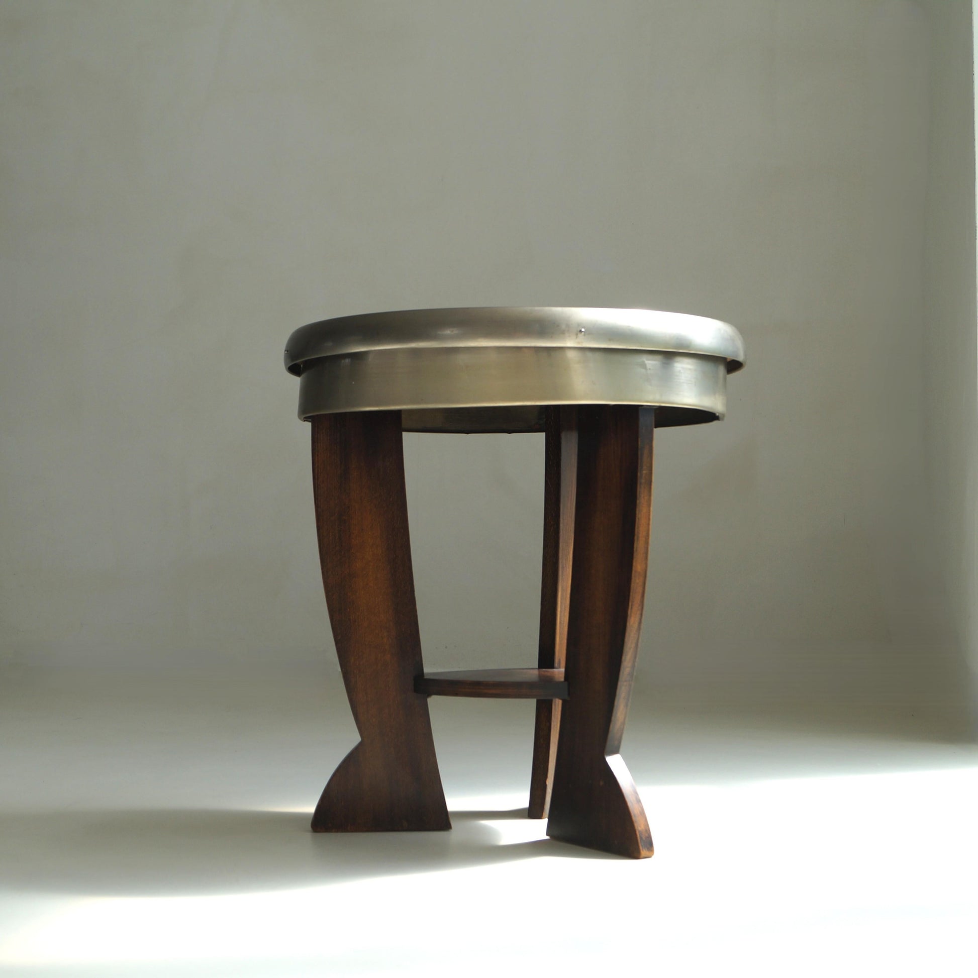 Rare Dutch Bauhaus/Art Deco Tripod Table with Black Top, 1920s End Tables