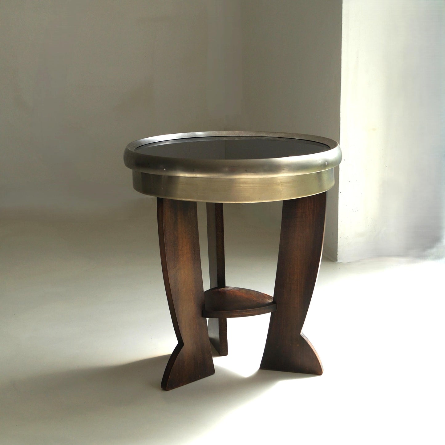 Rare Dutch Bauhaus/Art Deco Tripod Table with Black Top, 1920s End Tables