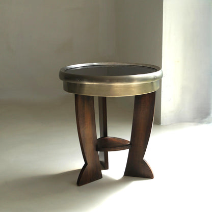 Rare Dutch Bauhaus/Art Deco Tripod Table with Black Top, 1920s End Tables