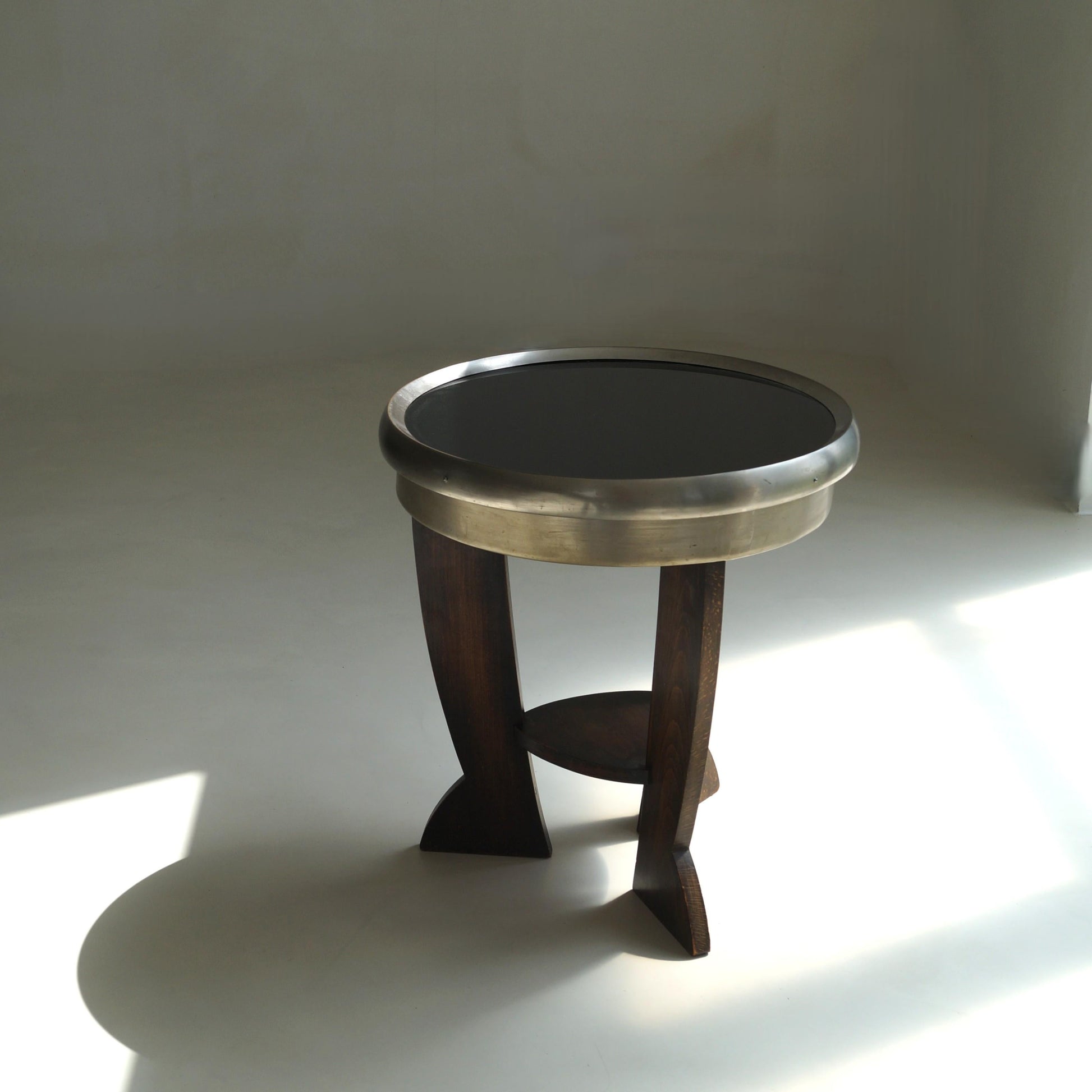 Rare Dutch Bauhaus/Art Deco Tripod Table with Black Top, 1920s End Tables