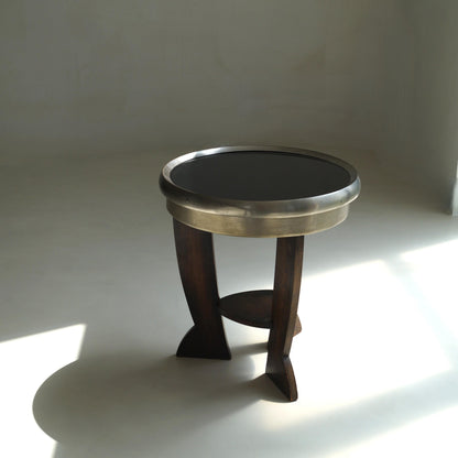 Rare Dutch Bauhaus/Art Deco Tripod Table with Black Top, 1920s End Tables