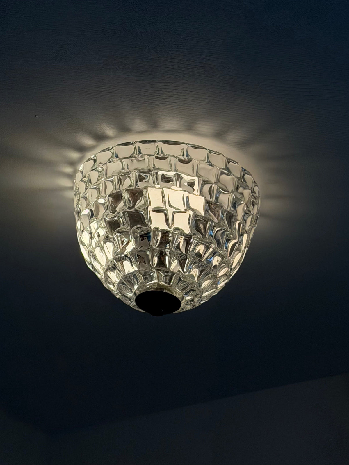 Rare Ercole Barovier Geometric Murano Glass Flush Mount for Barovier & Toso, 1940s Flush Mounts