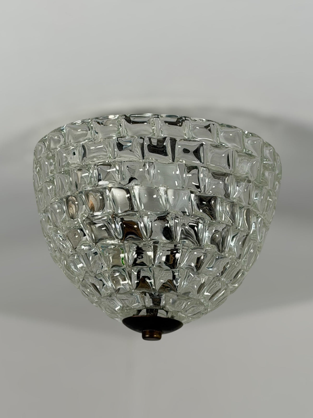 Rare Ercole Barovier Geometric Murano Glass Flush Mount for Barovier & Toso, 1940s Flush Mounts