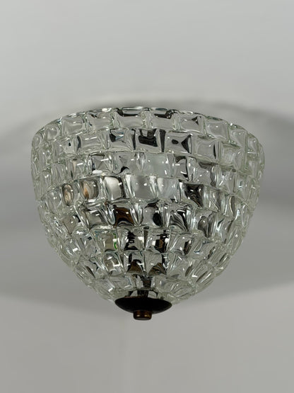 Rare Ercole Barovier Geometric Murano Glass Flush Mount for Barovier & Toso, 1940s Flush Mounts