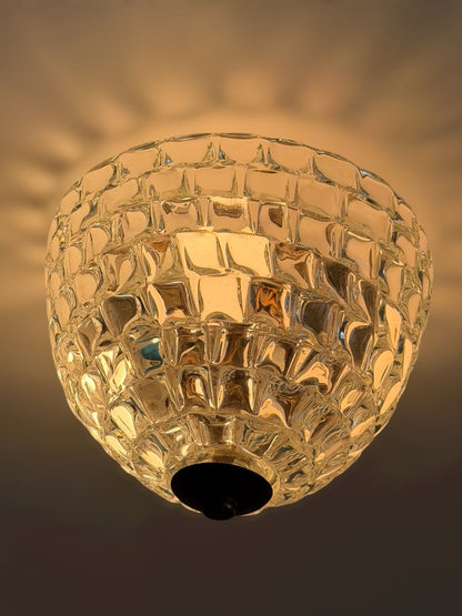 Rare Ercole Barovier Geometric Murano Glass Flush Mount for Barovier & Toso, 1940s Flush Mounts