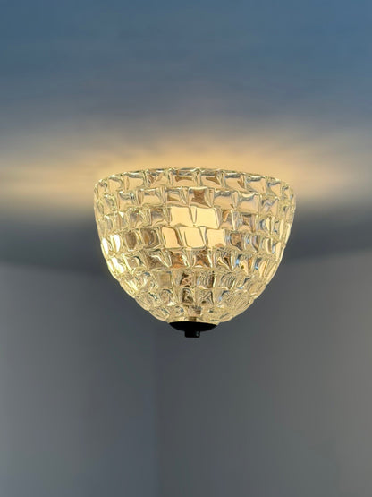 Rare Ercole Barovier Geometric Murano Glass Flush Mount for Barovier & Toso, 1940s Flush Mounts