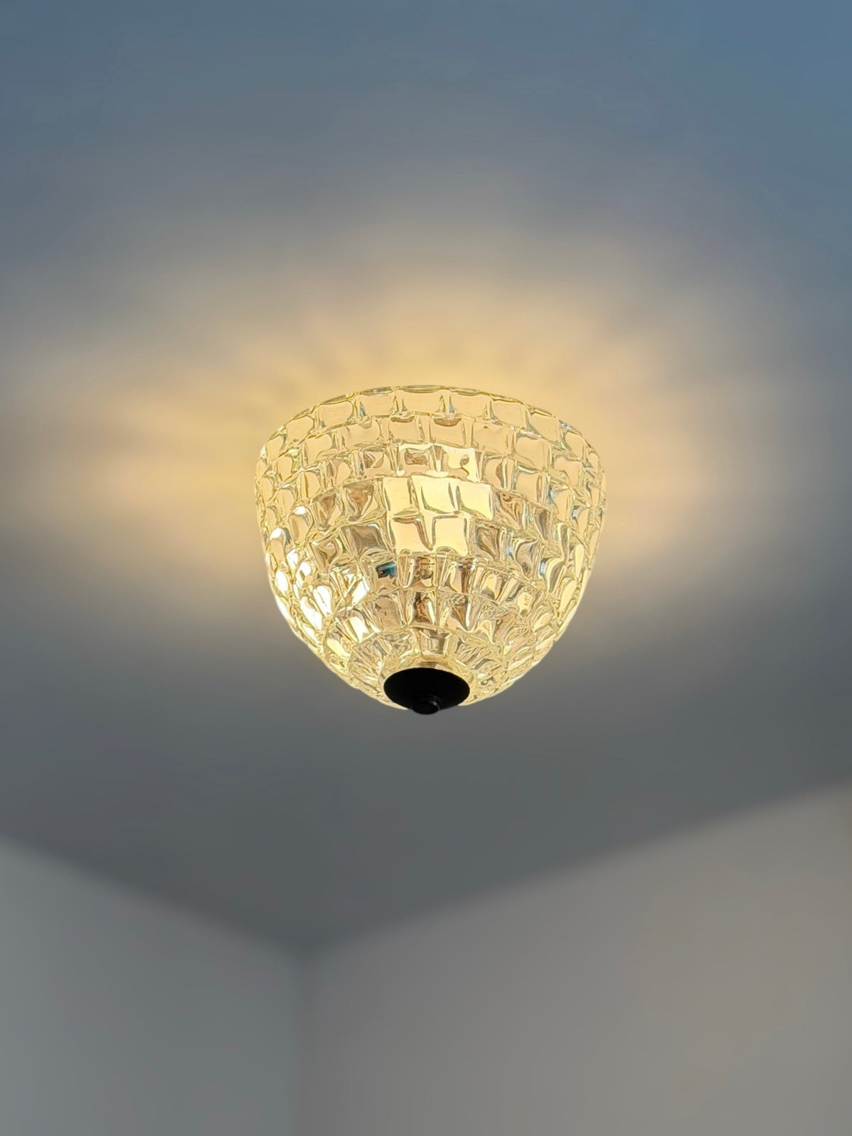 Rare Ercole Barovier Geometric Murano Glass Flush Mount for Barovier & Toso, 1940s Flush Mounts