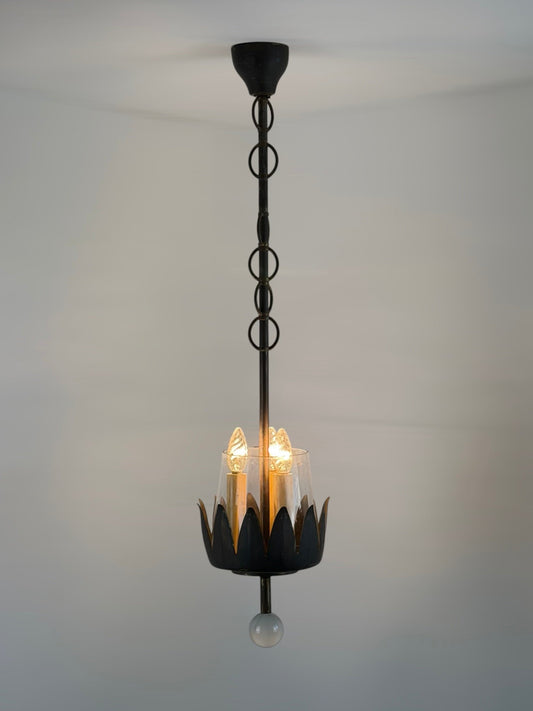 Rare Guglielmo Ulrich Chandelier by Strada with Murano Glass, Italy, Circa 1940 Chandeliers