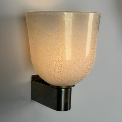 Rare Pair of Carlo Scarpa "Lattimo Aurato" Sconces for M.V.M. Cappellin, 1930 Sconces