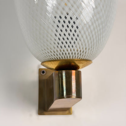 Rare Pair of Carlo Scarpa Reticello Murano Glass Sconces for Venini, 1940s Sconces