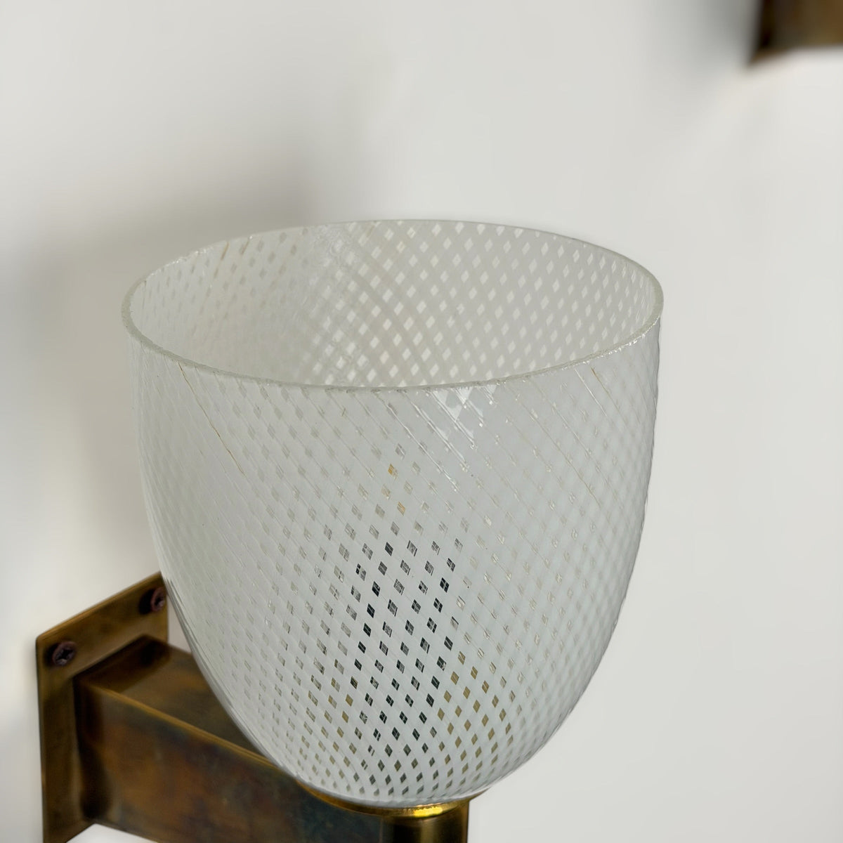 Rare Pair of Carlo Scarpa Reticello Murano Glass Sconces for Venini, 1940s Sconces
