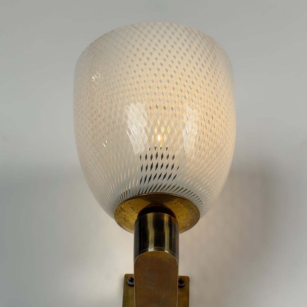 Rare Pair of Carlo Scarpa Reticello Murano Glass Sconces for Venini, 1940s Sconces