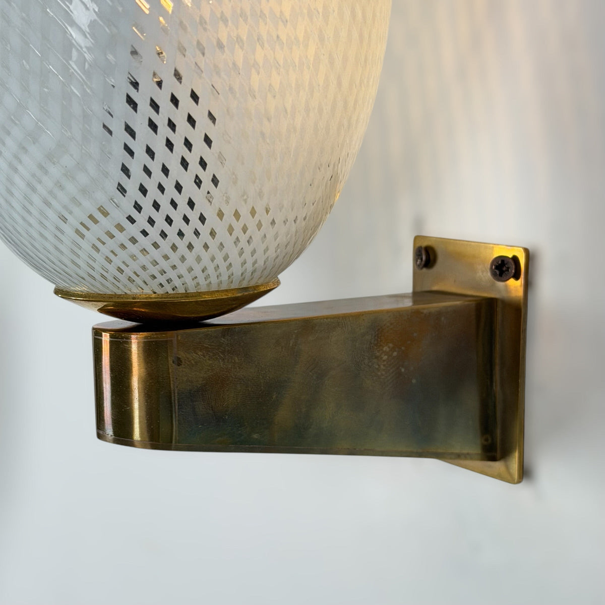 Rare Pair of Carlo Scarpa Reticello Murano Glass Sconces for Venini, 1940s Sconces
