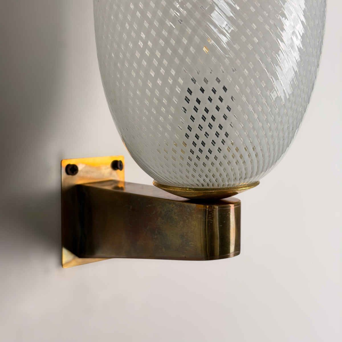 Rare Pair of Carlo Scarpa Reticello Murano Glass Sconces for Venini, 1940s Sconces